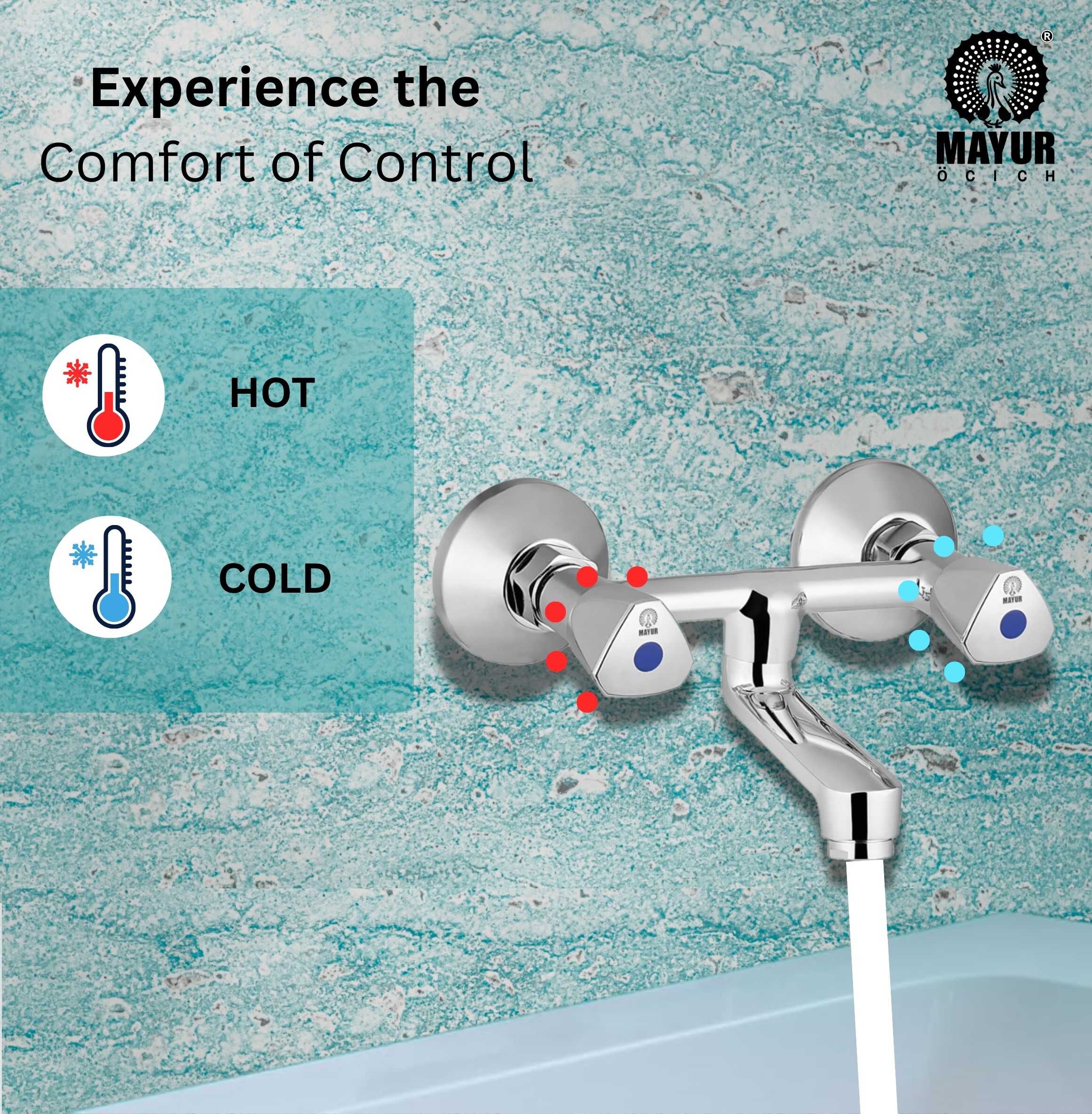 MAYUR ÖCICH Brass Non-Telephonic Wall Mixer Tap For Bathroom (TRI) - Image 4