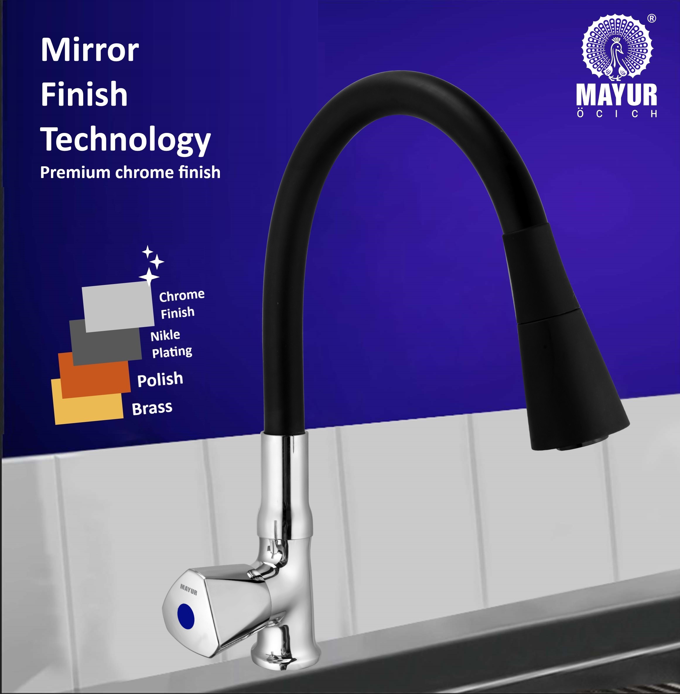 MAYUR ÖCICH Brass Swan Neck Kitchen Sink Tap With Flexible Dual Flow Spout | 360 Swivel | Cold Water Faucet With Silicone Spout | Chrome Finish | Premium Brass Build | 10-Year Warranty (TRI) - Image 4
