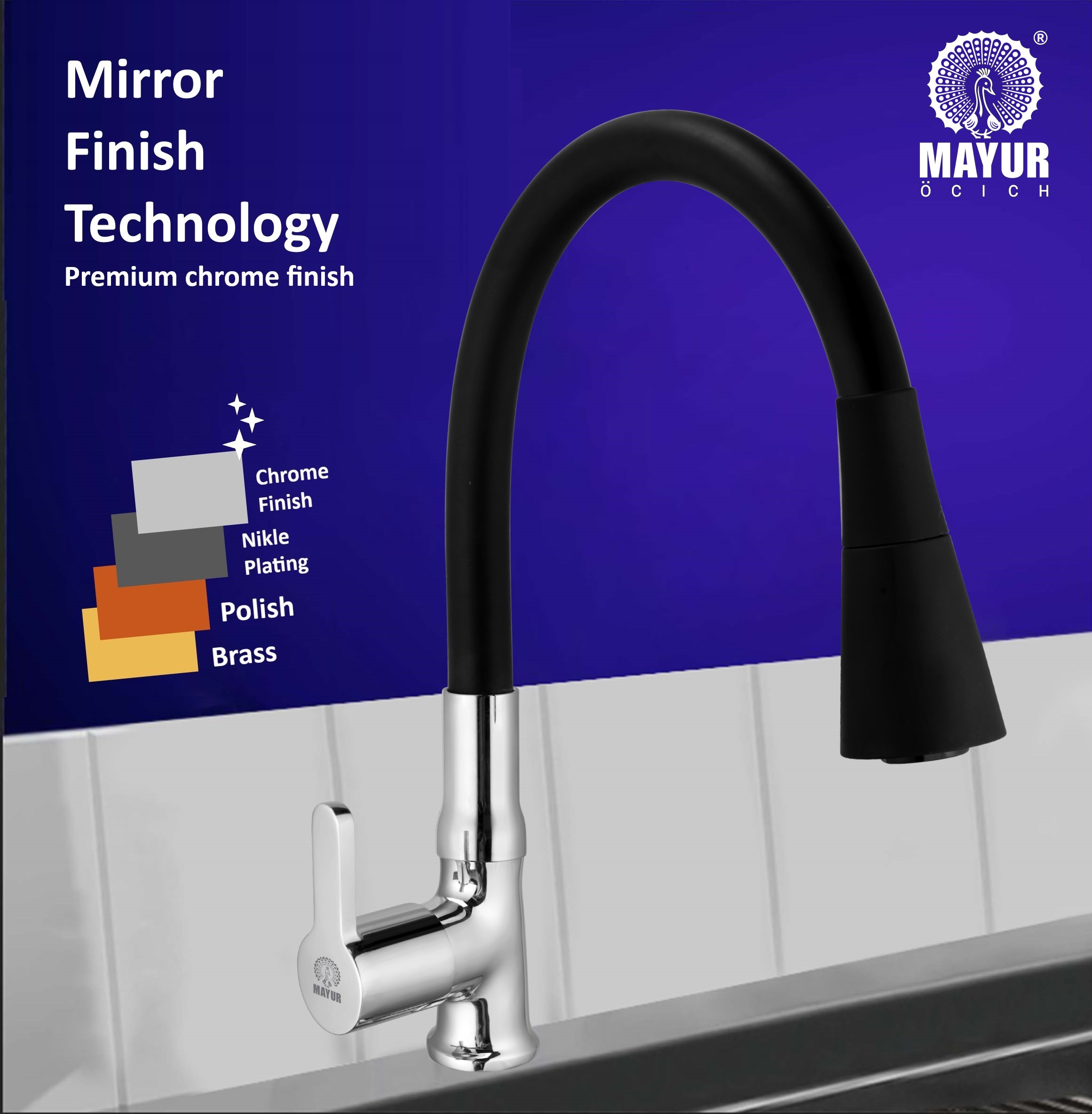 MAYUR ÖCICH Brass Swan Neck Kitchen Sink Tap With Flexible Dual Flow Spout | 360 Swivel | Cold Water Faucet With Silicone Spout | Chrome Finish | Premium Brass Build | 10-Year Warranty (FUSION) - Image 4