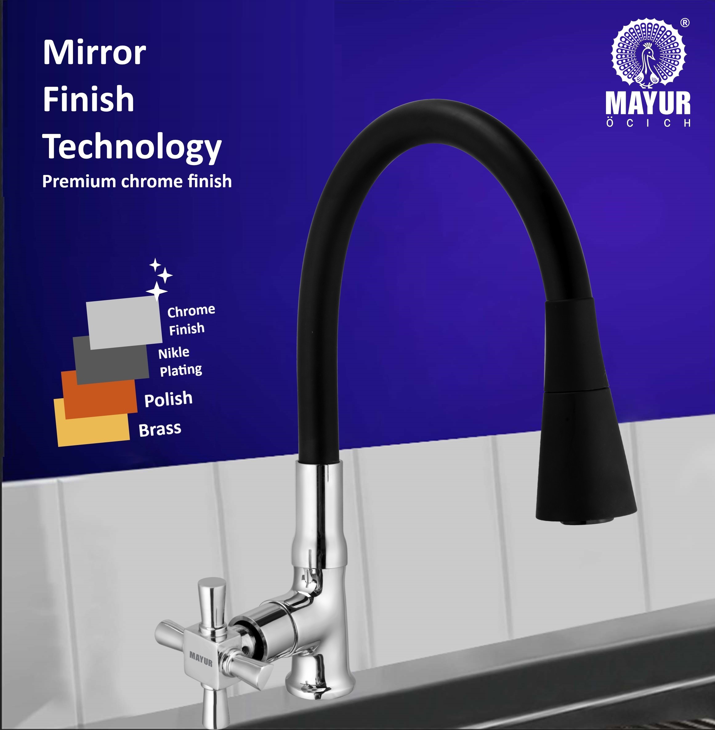 MAYUR ÖCICH Brass Swan Neck Kitchen Sink Tap With Flexible Dual Flow Spout | 360 Swivel | Cold Water Faucet With Silicone Spout | Chrome Finish | Premium Brass Build | 10-Year Warranty (MAESTRO) - Image 4