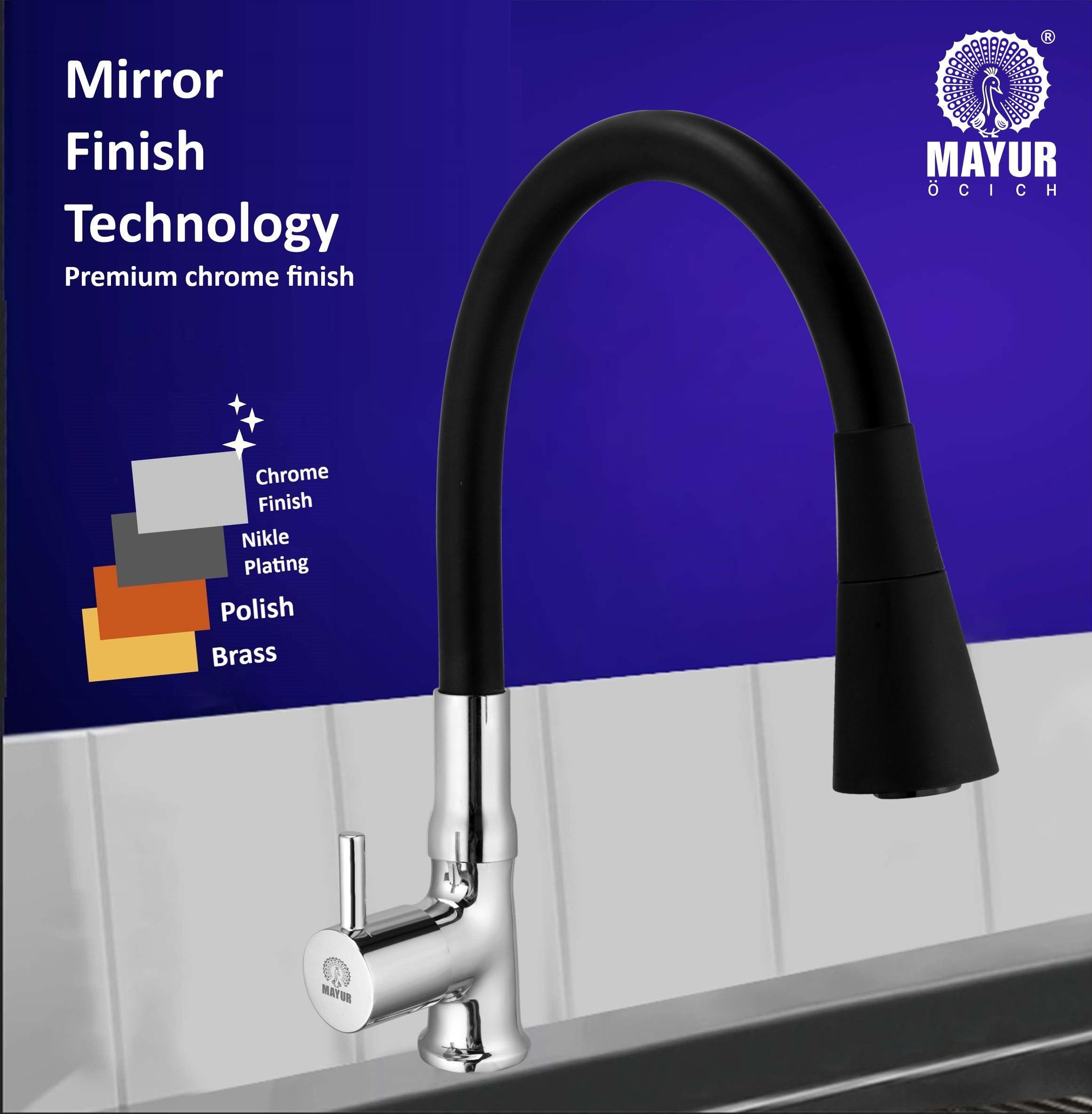 MAYUR ÖCICH Brass Swan Neck Kitchen Sink Tap With Flexible Dual Flow Spout | 360 Swivel | Cold Water Faucet With Silicone Spout | Chrome Finish | Premium Brass Build | 10-Year Warranty (FLARO) - Image 4