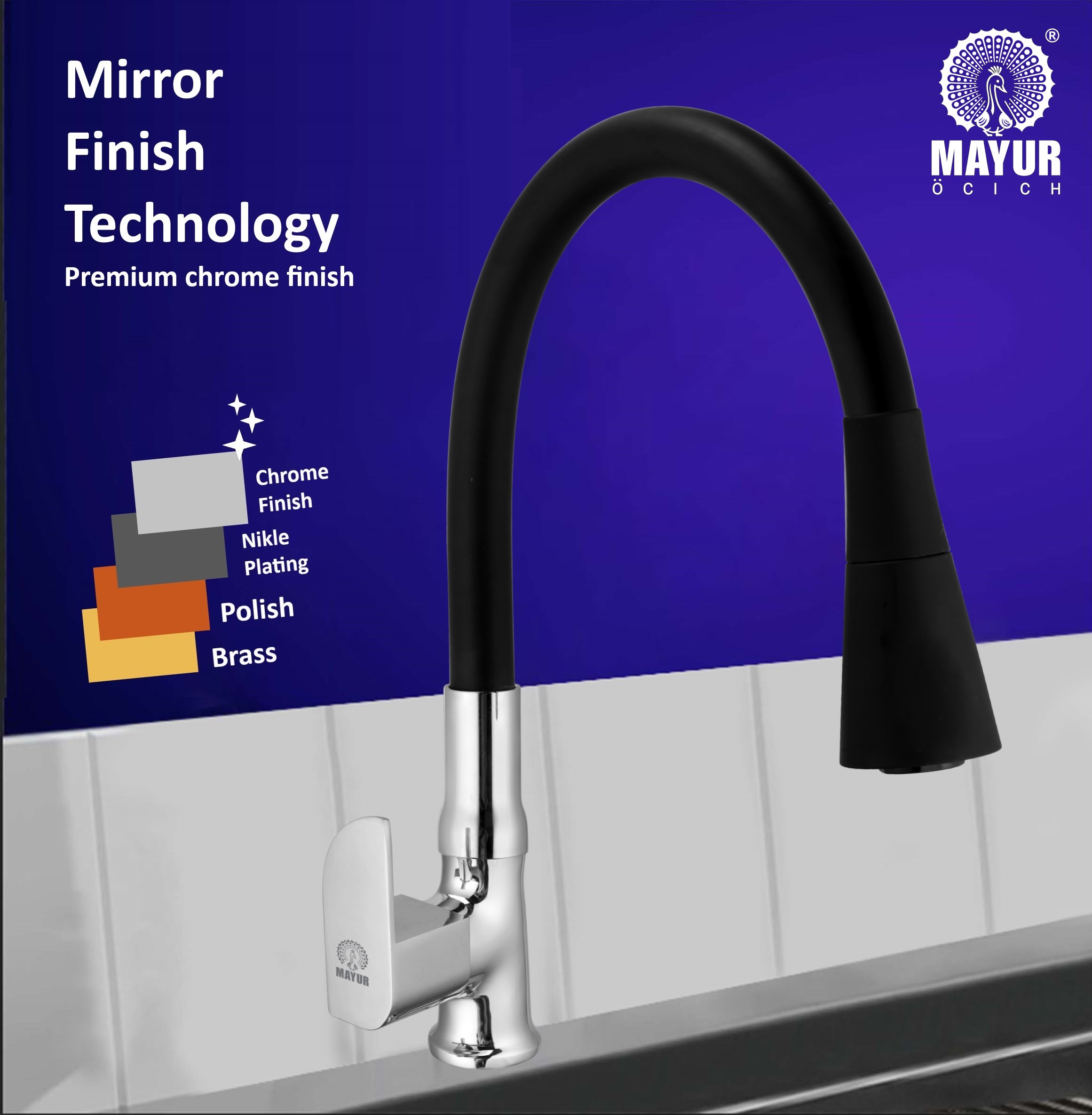 MAYUR ÖCICH Brass Swan Neck Kitchen Sink Tap With Flexible Dual Flow Spout | 360 Swivel | Cold Water Faucet With Silicone Spout | Chrome Finish | Premium Brass Build | 10-Year Warranty (ALIVE) - Image 4