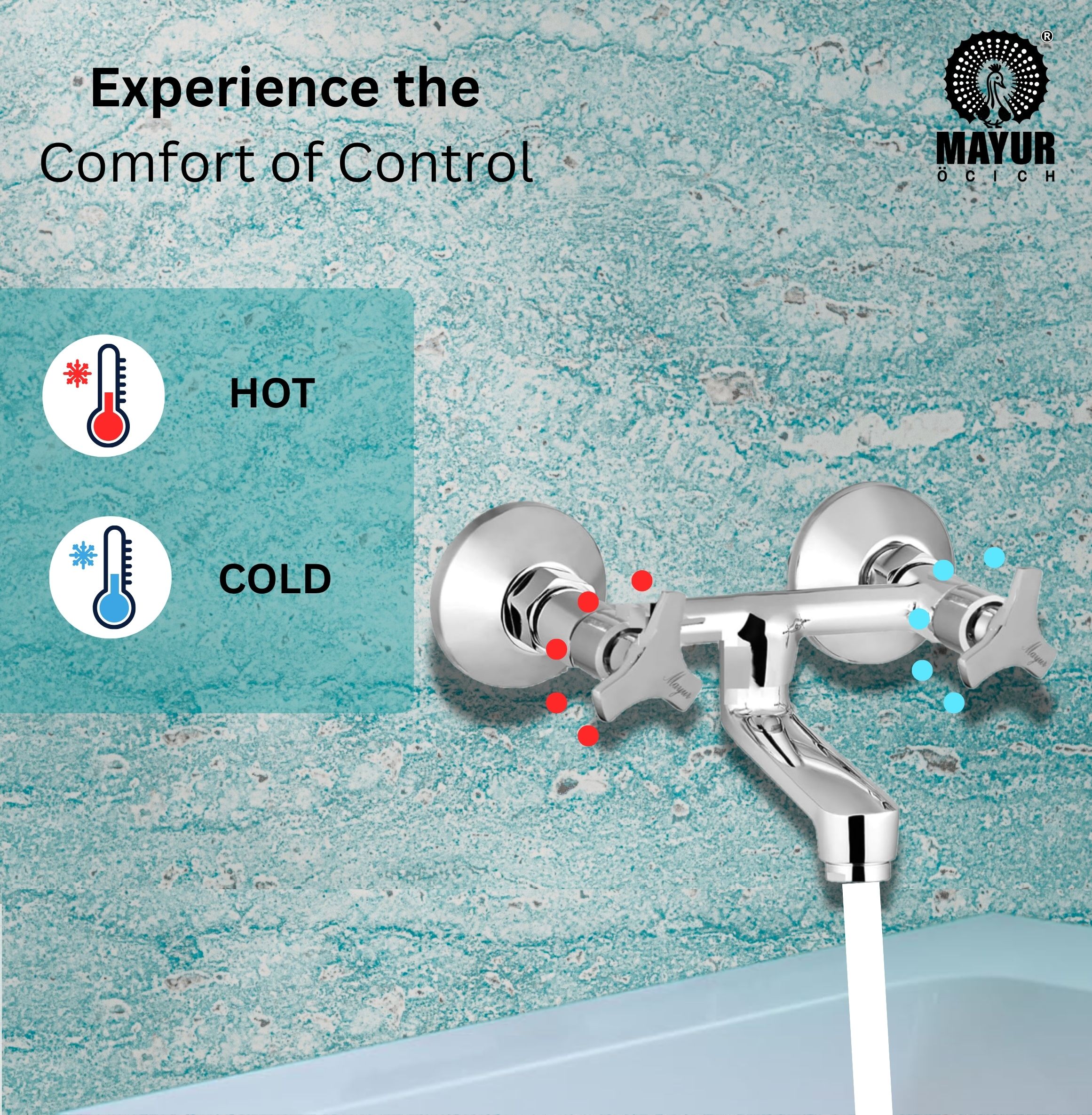 MAYUR ÖCICH Brass Non-Telephonic Wall Mixer Tap For Bathroom (TRIO) - Image 4