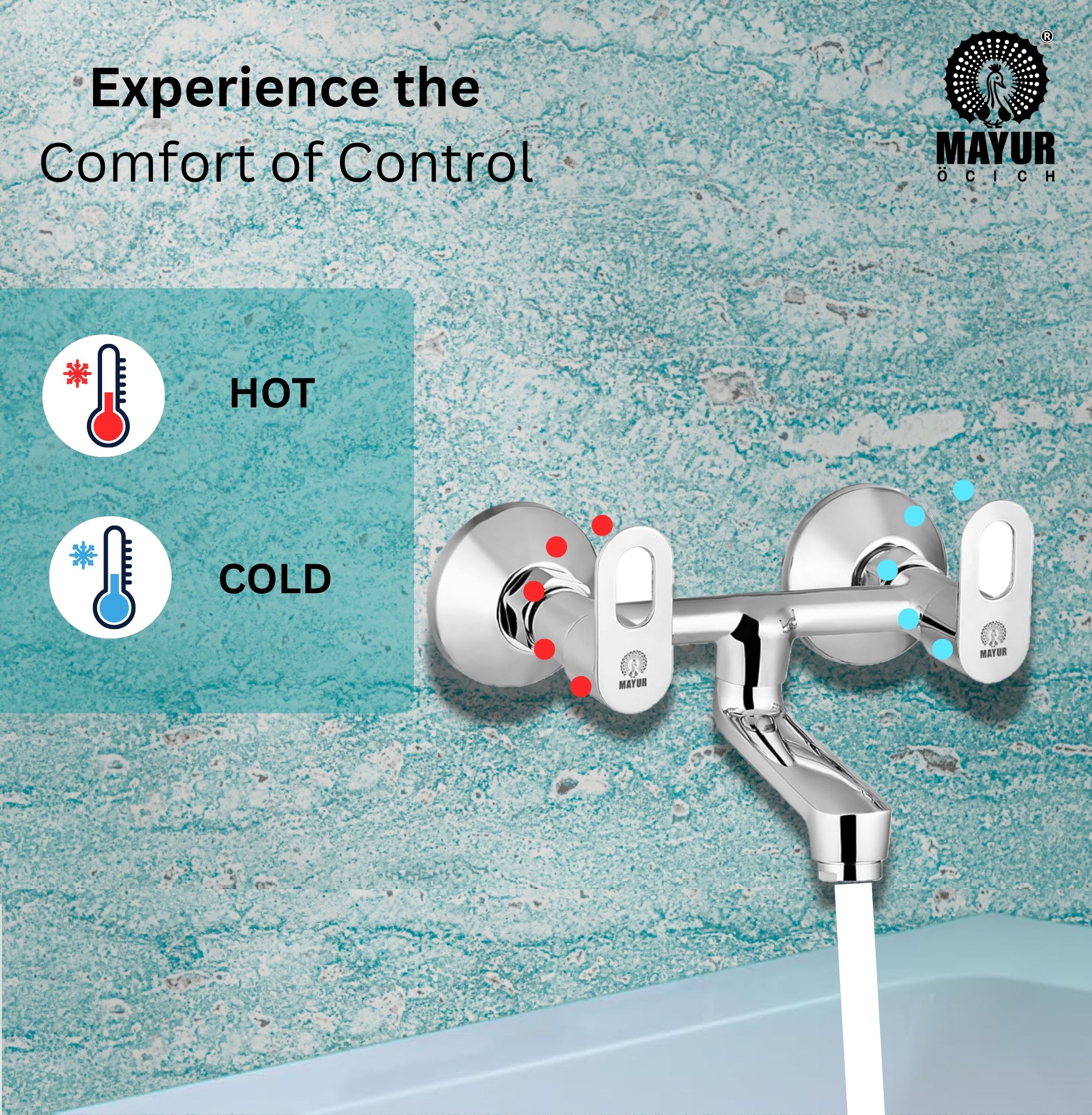 MAYUR ÖCICH Brass Non-Telephonic Wall Mixer Tap For Bathroom (MILANO) - Image 4