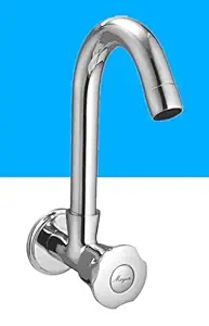 Silver Brass Kitchen Sink Tap Faucet With 360 Swivel Spout | Premium Chrome Finish | Cold Water Foam Flow Aerator | Easy Install | 10-Year Warranty