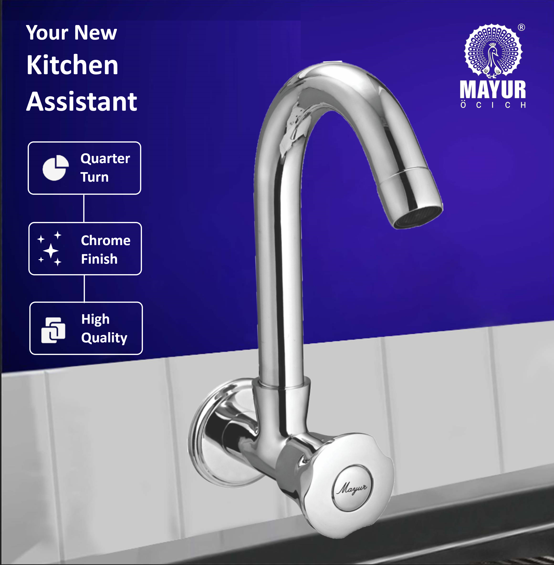 Silver Brass Kitchen Sink Tap Faucet With 360 Swivel Spout | Premium Chrome Finish | Cold Water Foam Flow Aerator | Easy Install | 10-Year Warranty - Image 5