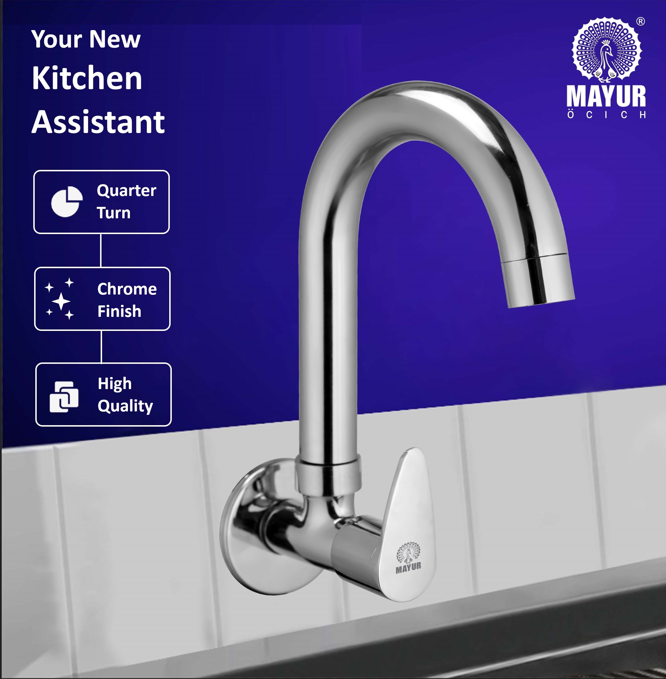 Silver Brass Kitchen Sink Tap Faucet With 360 Swivel Spout | Premium Chrome Finish | Cold Water Foam Flow Aerator | Easy Install | 10-Year Warranty - Image 5