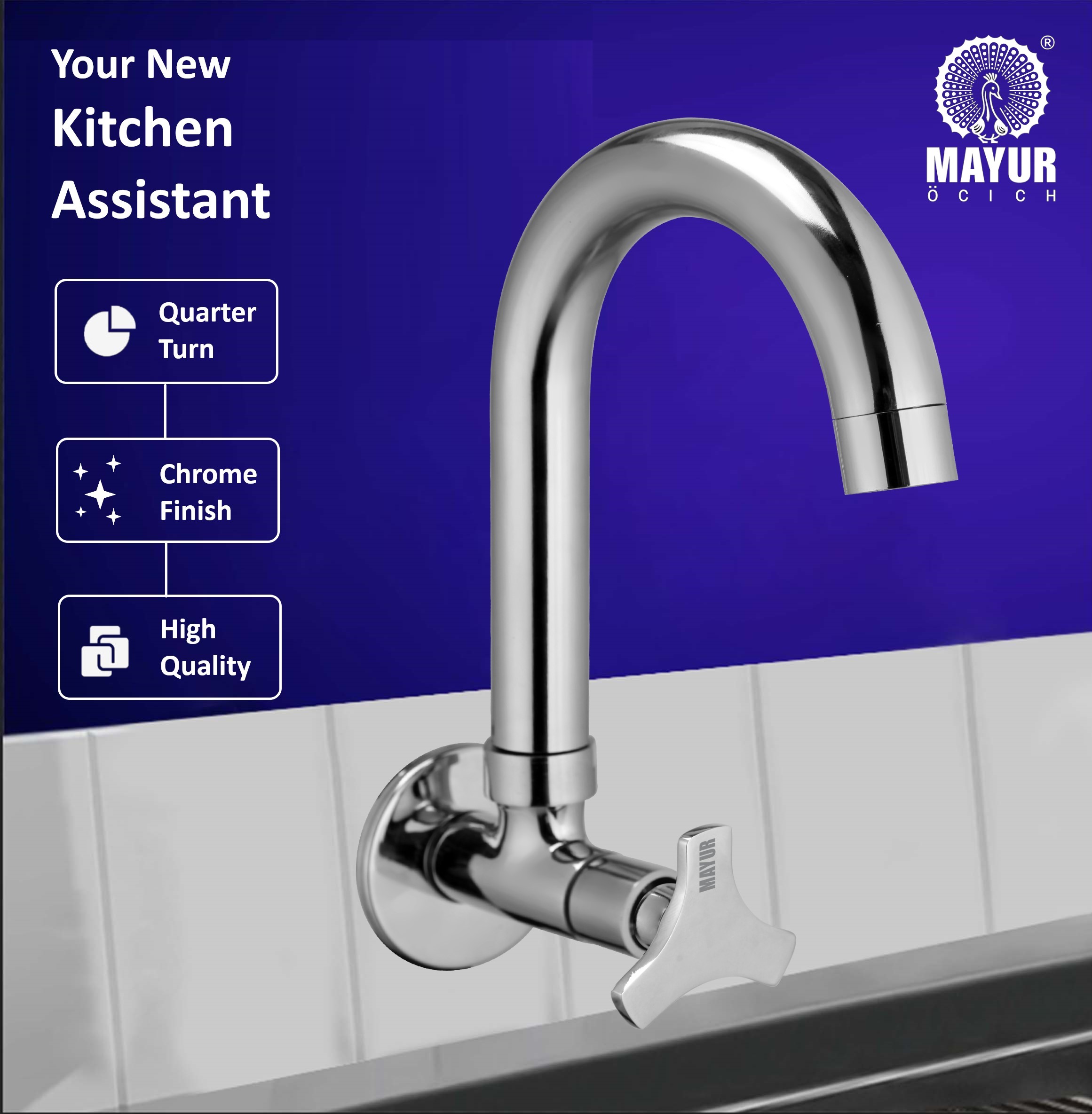 Silver Brass Kitchen Sink Tap Faucet With 360 Swivel Spout | Premium Chrome Finish | Cold Water Foam Flow Aerator | Easy Install | 10-Year Warranty - Image 5