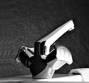 MAYUR ÖCICH Bath Fittings, Brass Central Hole Basin Mixer Tap (Table Mounted) for Hot and Cold Water with Rotating Swivel Spout & 450mm Connection Pipe (Elvira-11702)