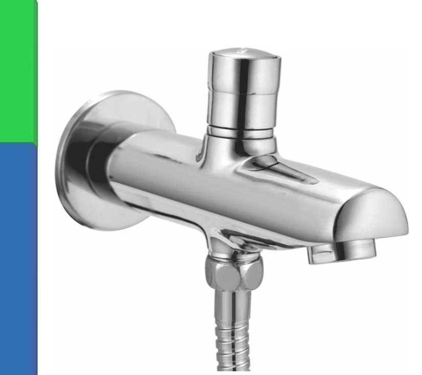 MAYUR ÖCICH Brass Bath Tub Diverter Spout for Hand Shower with Wall Flange | Tip-Ton | Chrome Finish (FLAROCATNO7802)