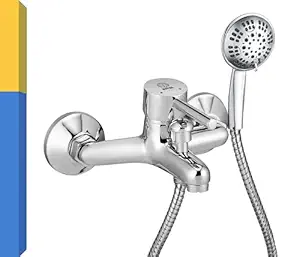 MAYUR ÖCICH Brass Single Lever Wall Mixer With 5-Function Hand Shower With SS-304 Grade 1.25 Meter Flexible Tube and Hook (FLARO) 10 Years Warranty