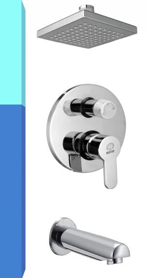 MAYUR ÖCICH Brass Concealed Body High Flow Diverter Full Set With 6x6 Rain Shower and Bath Tub Spout (Chrome) [FUSION-2165-RAIN]