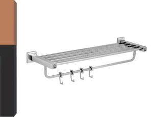 MAYUR ÖCICH Stainless Steel Wall Mounted Folding Towel Rack with Fix Towel Rod/Towel Bar for Bathroom/Towel Hanger with Hook/Bathroom Accessories(24 Inch-Chrome Finished)