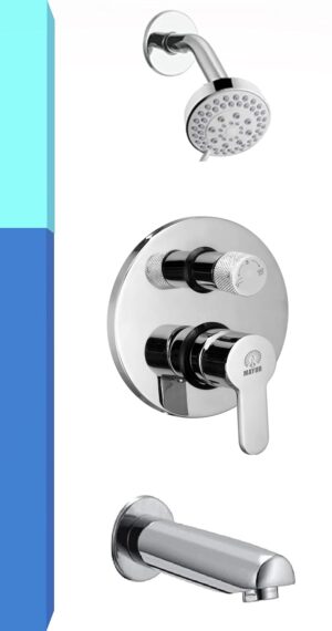MAYUR ÖCICH Brass Concealed Body High Flow Diverter Full Set With 5-Flow Shower Head and Bath Tub Spout (Chrome) [FUSION-2165-GSTAR]