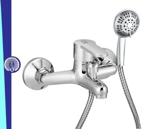MAYUR ÖCICH Brass Single Lever Wall Mixer With 5-Function Hand Shower With SS-304 Grade 1.25 Meter Flexible Tube and Hook (FUSION) 10 Years Warranty