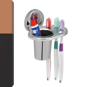 MAYUR ÖCICH Toothbrush & Toothpaste Holder - Antibacterial Stainless Steel Tooth Brush Holder, Toothpaste Holder Organizer Stand Caddy for Bathroom, LOTUS-1150