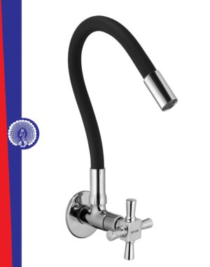 MAYUR ÖCICH Brass Kitchen Tap For Sink | Flexible Swivel Spout | Chrome & Matte Black | Cold Water Sink Cock | Premium Brass + Silicone | 10 Years Warranty (MAESTRO-6501-Sf)