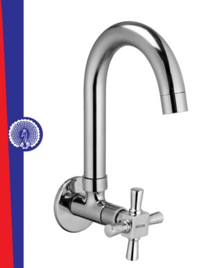 Silver Brass Kitchen Sink Tap Faucet With 360 Swivel Spout | Premium Chrome Finish | Cold Water Foam Flow Aerator | Easy Install | 10-Year Warranty