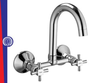 MAYUR ÖCICH Brass Kitchen Sink Mixer Tap | 360 Swivel Spout | Hot & Cold Dual Handle Faucet For Kitchen | Chrome Finish | 10-Year Warranty