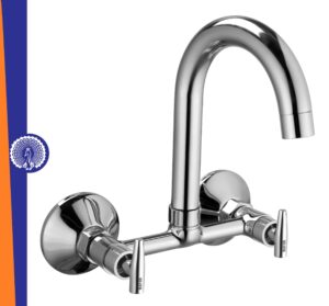 MAYUR ÖCICH Brass Kitchen Sink Mixer Tap | 360 Swivel Spout | Hot & Cold Dual Handle Faucet For Kitchen | Chrome Finish | 10-Year Warranty