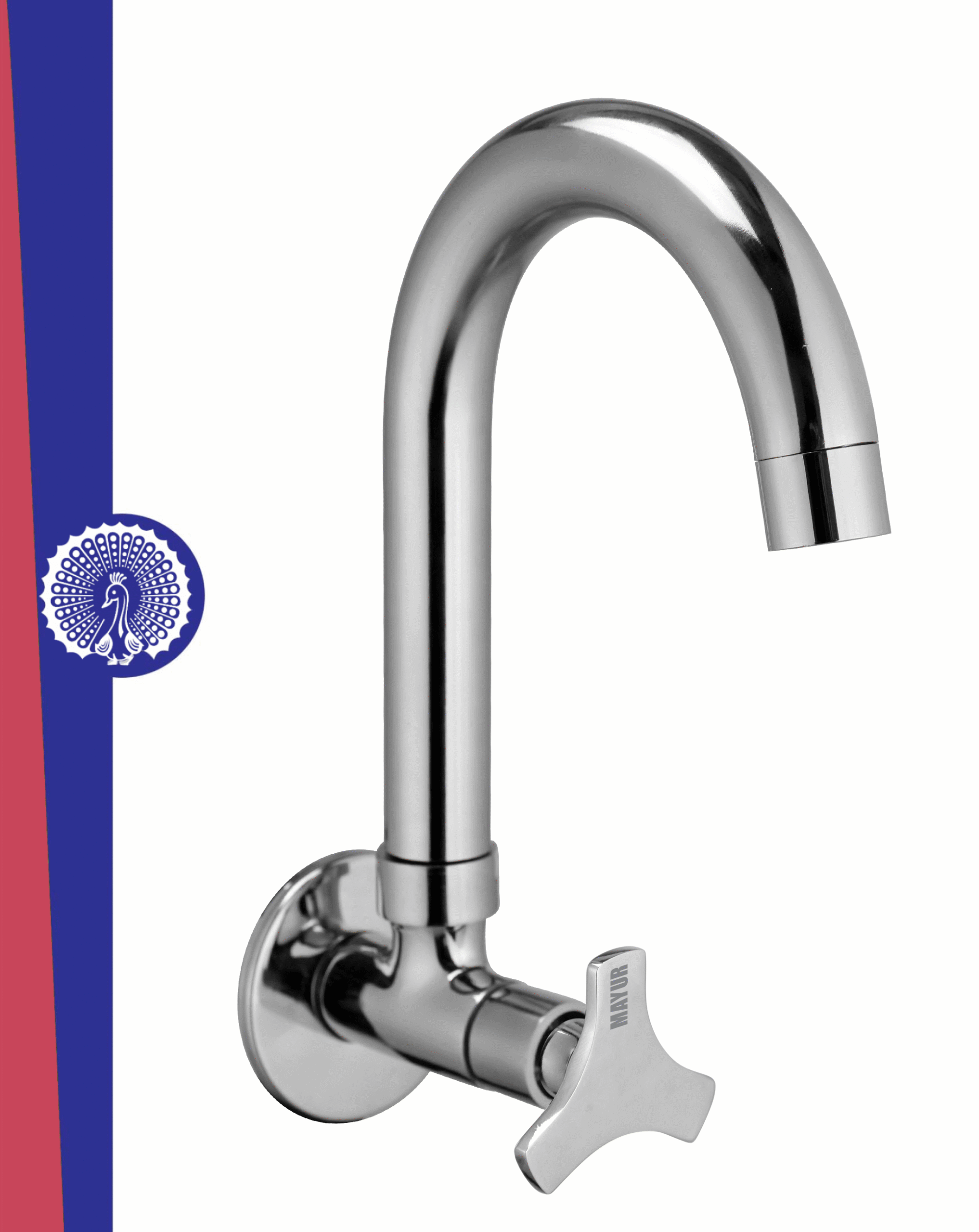 Silver Brass Kitchen Sink Tap Faucet With 360 Swivel Spout | Premium Chrome Finish | Cold Water Foam Flow Aerator | Easy Install | 10-Year Warranty