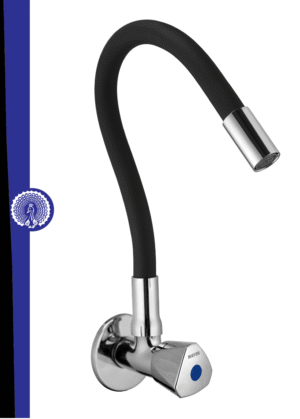 MAYUR ÖCICH Brass Kitchen Tap For Sink | Flexible Swivel Spout | Chrome & Matte Black | Cold Water Sink Cock | Premium Brass + Silicone | 10 Years Warranty (TRI-0501-Sf)