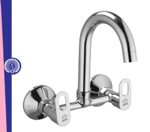 MAYUR ÖCICH Brass Kitchen Sink Mixer Tap | 360 Swivel Spout | Hot & Cold Dual Handle Faucet For Kitchen | Chrome Finish | 10-Year Warranty