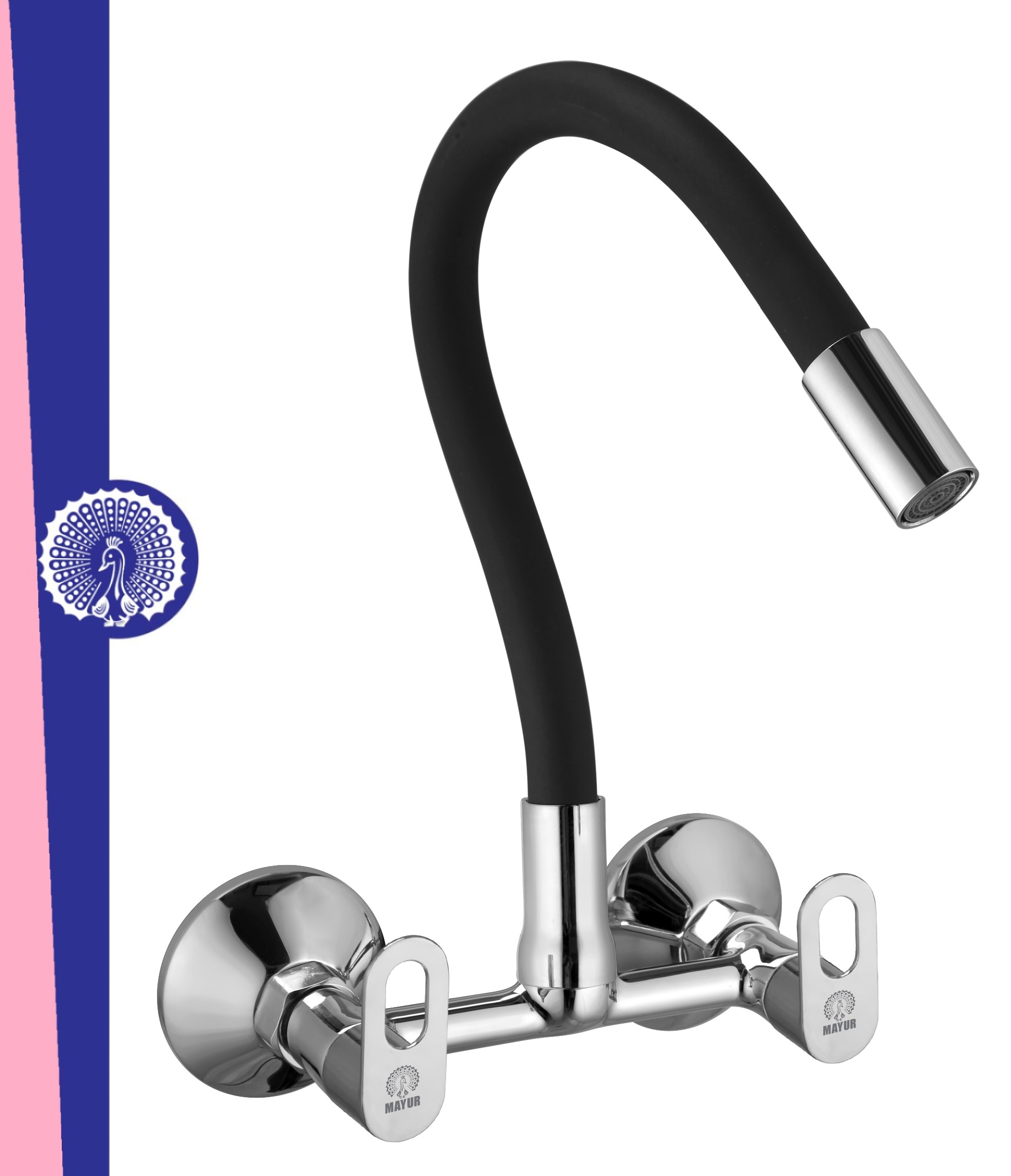 Brass Kitchen Sink Mixer Tap | Flexible 360 Silicone Swivel Spout | Hot & Cold Dual Handle Faucet For Kitchen | Chrome Finish With 10-Year Warranty (MILANO-4704SF).