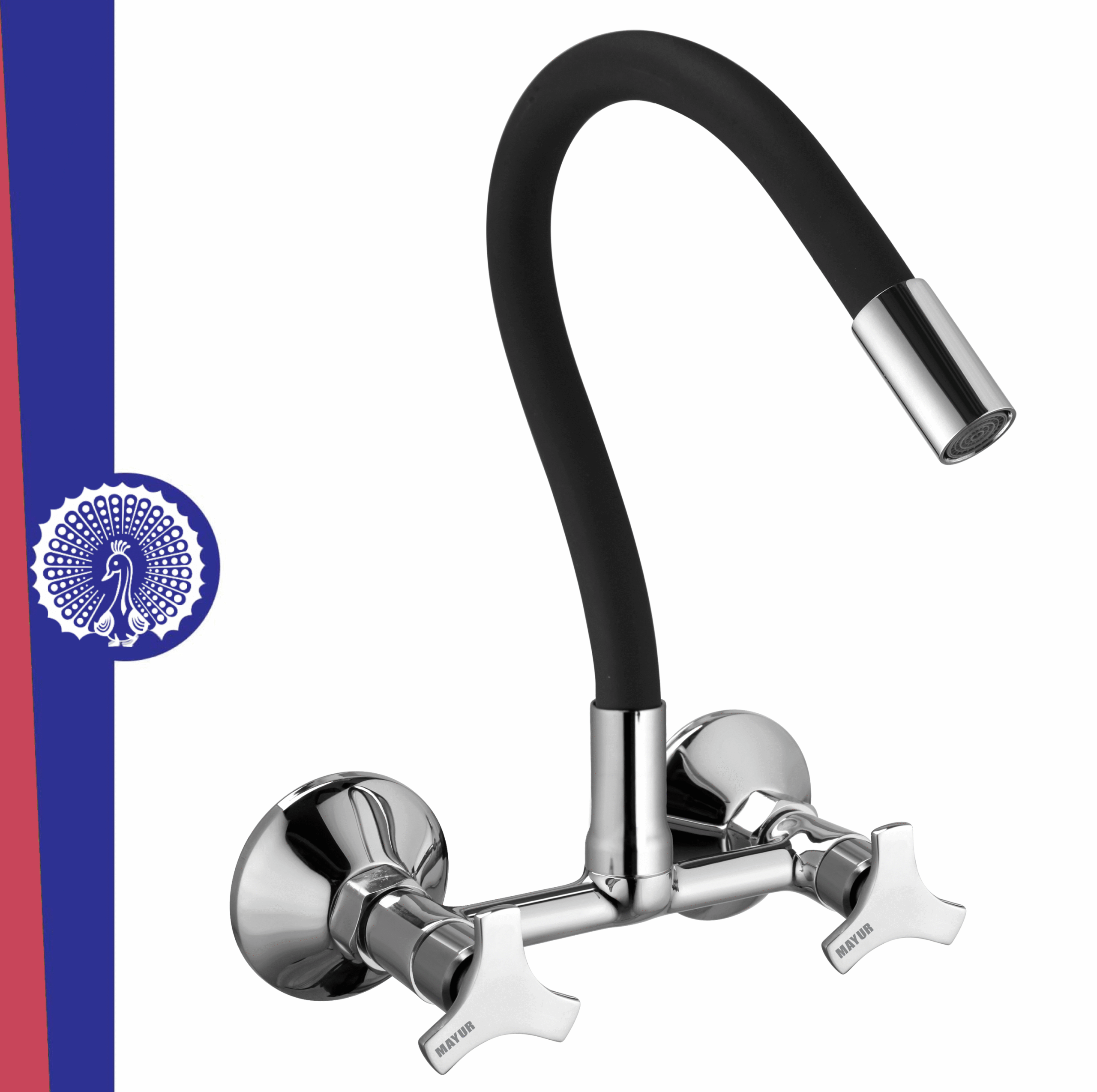 Brass Kitchen Sink Mixer Tap | Flexible 360 Silicone Swivel Spout | Hot & Cold Dual Handle Faucet For Kitchen | Chrome Finish With 10-Year Warranty (TRIO-704SF).