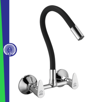 Brass Kitchen Sink Mixer Tap | Flexible 360 Silicone Swivel Spout | Hot & Cold Dual Handle Faucet For Kitchen | Chrome Finish With 10-Year Warranty (Trendy-1704SF).