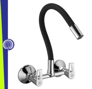 Brass Kitchen Sink Mixer Tap | Flexible 360 Silicone Swivel Spout | Hot & Cold Dual Handle Faucet For Kitchen | Chrome Finish With 10-Year Warranty (ARIA-8704SF).