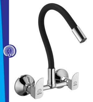 Brass Kitchen Sink Mixer Tap | Flexible 360 Silicone Swivel Spout | Hot & Cold Dual Handle Faucet For Kitchen | Chrome Finish With 10-Year Warranty (ALIVE-9704SF).