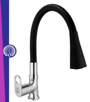 MAYUR ÖCICH Brass Swan Neck Kitchen Sink Tap With Flexible Dual Flow Spout | 360 Swivel | Cold Water Faucet With Silicone Spout | Chrome Finish | Premium Brass Build | 10-Year Warranty (ORNIX)