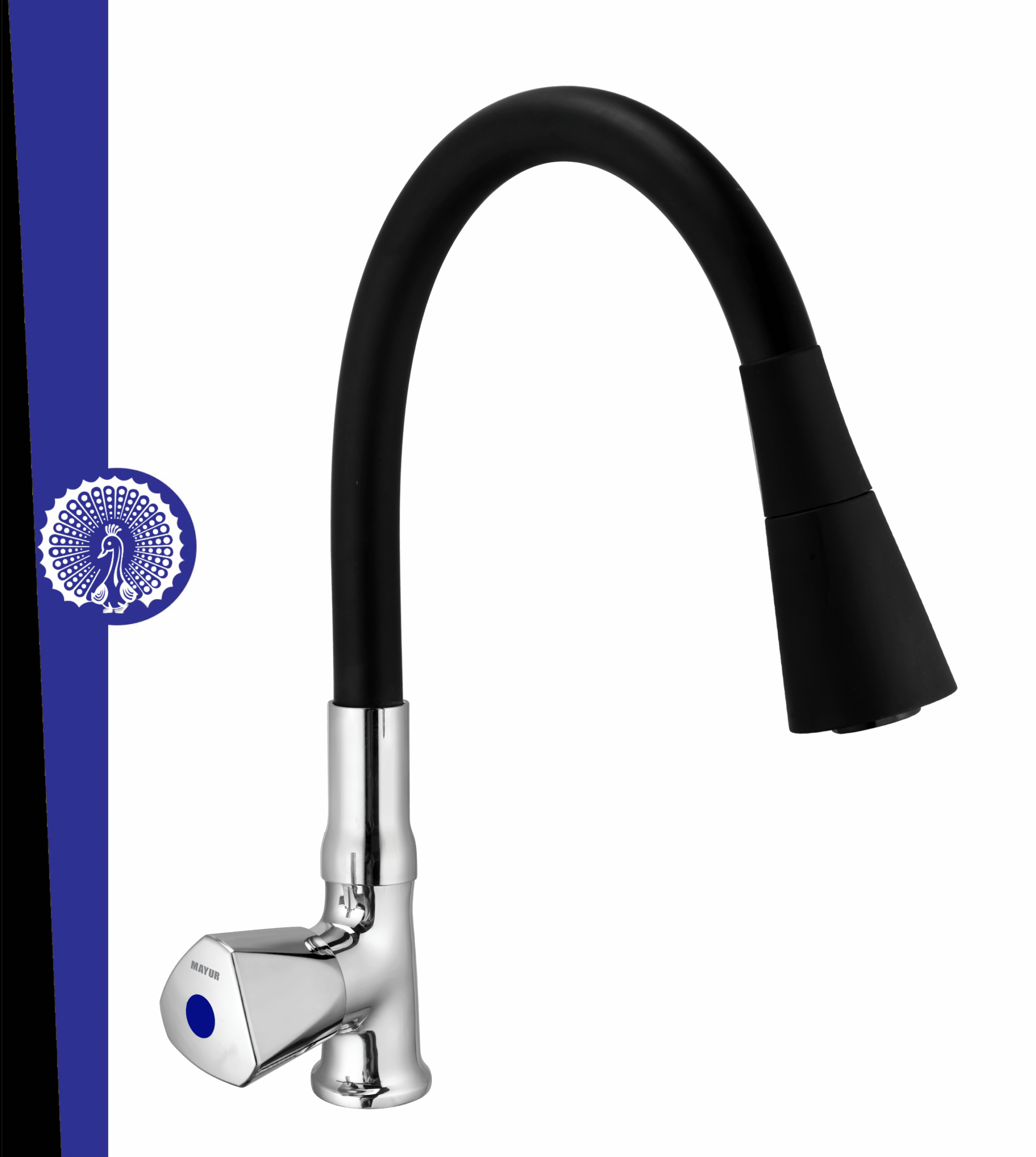 MAYUR ÖCICH Brass Swan Neck Kitchen Sink Tap With Flexible Dual Flow Spout | 360 Swivel | Cold Water Faucet With Silicone Spout | Chrome Finish | Premium Brass Build | 10-Year Warranty (TRI)