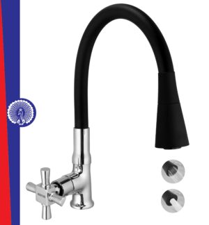 MAYUR ÖCICH Brass Swan Neck Kitchen Sink Tap With Flexible Dual Flow Spout | 360 Swivel | Cold Water Faucet With Silicone Spout | Chrome Finish | Premium Brass Build | 10-Year Warranty (MAESTRO)