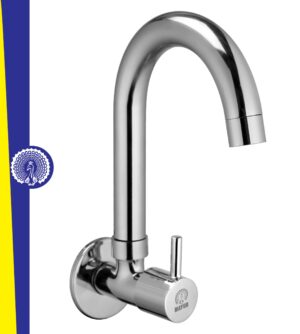 Silver Brass Kitchen Sink Tap Faucet With 360 Swivel Spout | Premium Chrome Finish | Cold Water Foam Flow Aerator | Easy Install | 10-Year Warranty