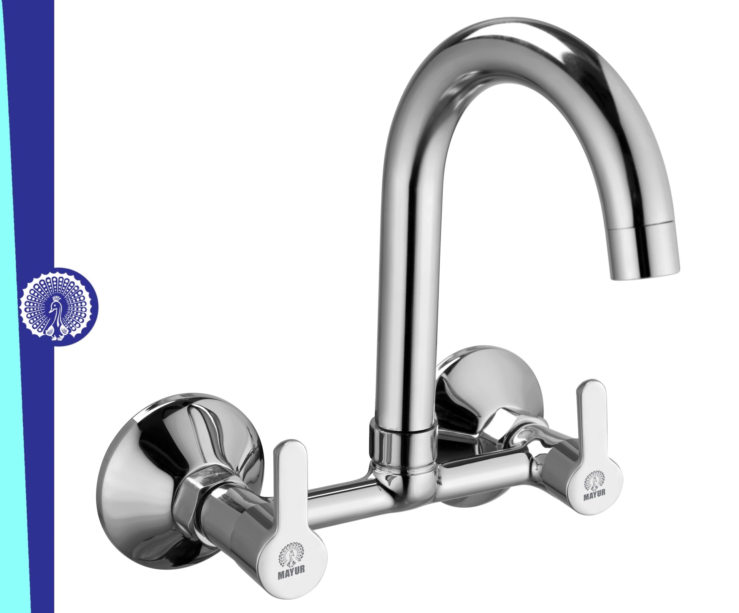 MAYUR ÖCICH Brass Kitchen Sink Mixer Tap | 360 Swivel Spout | Hot & Cold Dual Handle Faucet For Kitchen | Chrome Finish | 10-Year Warranty
