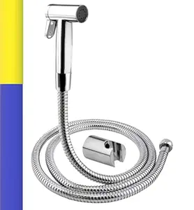 MAYUR ÖCICH 304 Grade Heavy Stainless Steel 1.25 meter Flexible Hose Pipe Health Faucet, Jet Spray for Toilet - ABS Health Faucet for Toilet - Hand Faucets - Premium Chrome Finish(HF-563-BLACKSTAR)